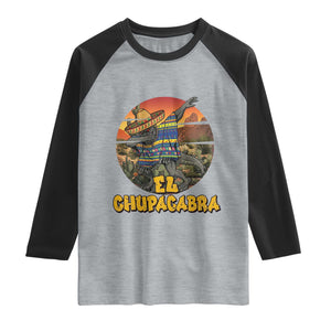 Funny Cinco De Mayo Cryptid Lover Gift Raglan Shirt El Squatcho Dabbing TS12 Heather Gray Black Print Your Wear