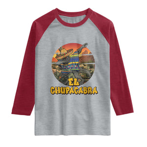 Funny Cinco De Mayo Cryptid Lover Gift Raglan Shirt El Squatcho Dabbing TS12 Heather Gray Heather Red Print Your Wear