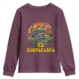 Funny Cinco De Mayo Cryptid Lover Gift Youth Sweatshirt El Squatcho Dabbing TS12 Maroon Print Your Wear