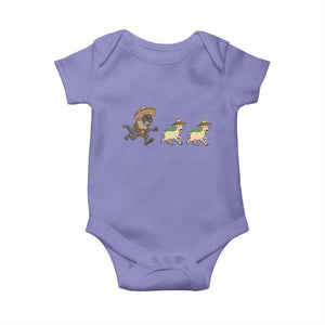 Funny Mexican Fiesta Gift Baby Onesie Chupacabra Chasing Taco Goat TS12 Violet Print Your Wear