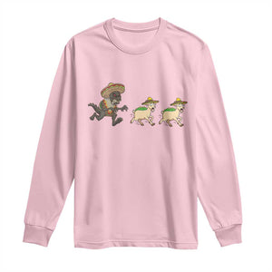 Funny Mexican Fiesta Gift Long Sleeve Shirt Chupacabra Chasing Taco Goat TS12 Light Pink Print Your Wear