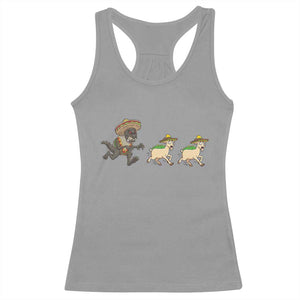 Funny Mexican Fiesta Gift Racerback Tank Top Chupacabra Chasing Taco Goat TS12 Sport Gray Print Your Wear