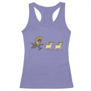 Funny Mexican Fiesta Gift Racerback Tank Top Chupacabra Chasing Taco Goat TS12 Violet Print Your Wear