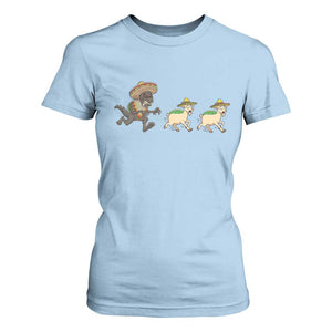 Funny Mexican Fiesta Gift T Shirt For Women Chupacabra Chasing Taco Goat TS12 Light Blue Print Your Wear