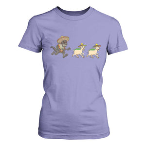 Funny Mexican Fiesta Gift T Shirt For Women Chupacabra Chasing Taco Goat TS12 Violet Print Your Wear