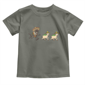 Funny Mexican Fiesta Gift Toddler T Shirt Chupacabra Chasing Taco Goat TS12 Military Green Print Your Wear