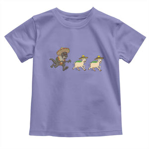 Funny Mexican Fiesta Gift Toddler T Shirt Chupacabra Chasing Taco Goat TS12 Violet Print Your Wear