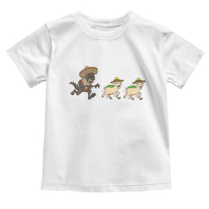 Funny Mexican Fiesta Gift Toddler T Shirt Chupacabra Chasing Taco Goat TS12 White Print Your Wear