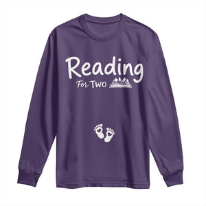 Pregnancy Announcement For Book Lovers Long Sleeve Shirt Reading For Two TS12 Purple Print Your Wear