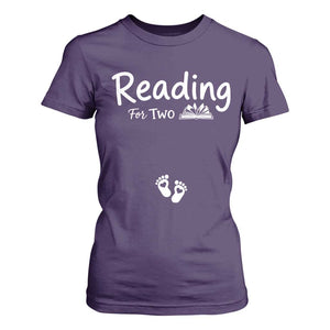 Pregnancy Announcement For Book Lovers T Shirt For Women Reading For Two TS12 Purple Print Your Wear