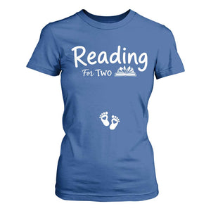 Pregnancy Announcement For Book Lovers T Shirt For Women Reading For Two TS12 Royal Blue Print Your Wear