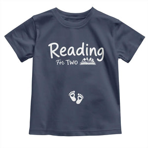 Pregnancy Announcement For Book Lovers Toddler T Shirt Reading For Two TS12 Navy Print Your Wear