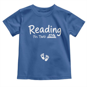 Pregnancy Announcement For Book Lovers Toddler T Shirt Reading For Two TS12 Royal Blue Print Your Wear