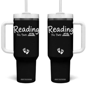 Pregnancy Announcement For Book Lovers Tumbler With Handle Reading For Two TS12 One Size: 40 oz Black Print Your Wear