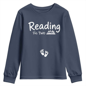 Pregnancy Announcement For Book Lovers Youth Sweatshirt Reading For Two TS12 Navy Print Your Wear