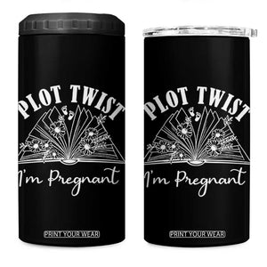 Pregnancy Announcement For Book Lovers 4 in 1 Can Cooler Tumbler Plot Twist I Am Pregnant TS12 One Size: 16 oz Black Print Your Wear