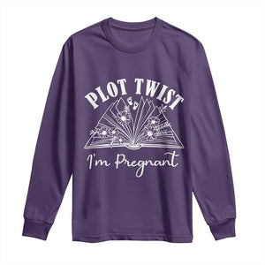 Pregnancy Announcement For Book Lovers Long Sleeve Shirt Plot Twist I Am Pregnant TS12 Purple Print Your Wear