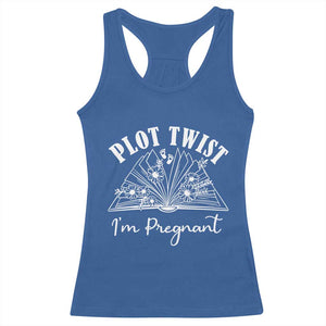 Pregnancy Announcement For Book Lovers Racerback Tank Top Plot Twist I Am Pregnant TS12 Royal Blue Print Your Wear