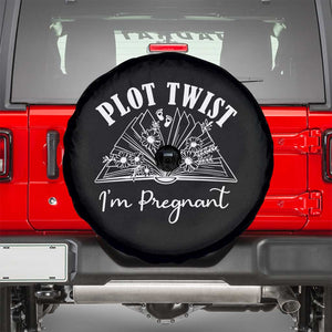 Pregnancy Announcement For Book Lovers Spare Tire Cover Plot Twist I Am Pregnant TS12 Black Print Your Wear