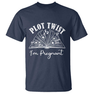 Pregnancy Announcement For Book Lovers T Shirt Plot Twist I Am Pregnant TS12 Navy Print Your Wear