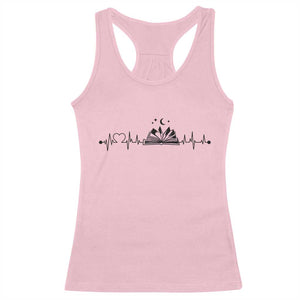 Bookaholic Heartbeat Graphic Racerback Tank Top Vintage Reader Lifeline Gift TS12 Light Pink Print Your Wear