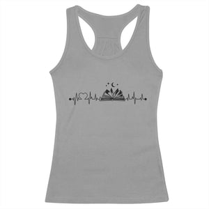 Bookaholic Heartbeat Graphic Racerback Tank Top Vintage Reader Lifeline Gift TS12 Sport Gray Print Your Wear