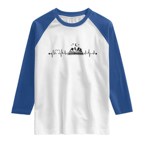Bookaholic Heartbeat Graphic Raglan Shirt Vintage Reader Lifeline Gift TS12 White Royal Print Your Wear