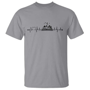 Bookaholic Heartbeat Graphic T Shirt Vintage Reader Lifeline Gift TS12 Sport Gray Print Your Wear