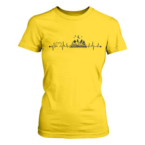 Bookaholic Heartbeat Graphic T Shirt For Women Vintage Reader Lifeline Gift TS12 Daisy Print Your Wear