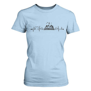 Bookaholic Heartbeat Graphic T Shirt For Women Vintage Reader Lifeline Gift TS12 Light Blue Print Your Wear