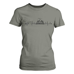 Bookaholic Heartbeat Graphic T Shirt For Women Vintage Reader Lifeline Gift TS12 Military Green Print Your Wear