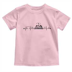 Bookaholic Heartbeat Graphic Toddler T Shirt Vintage Reader Lifeline Gift TS12 Light Pink Print Your Wear