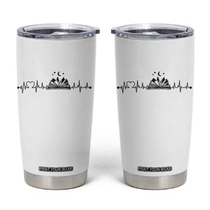 Bookaholic Heartbeat Graphic Tumbler Cup Vintage Reader Lifeline Gift TS12 White Print Your Wear