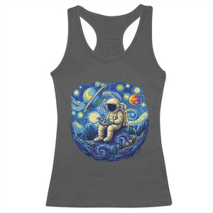 Starry Night Space Bookworm Racerback Tank Top Funny Astronaut Reader Gift TS12 Dark Heather Print Your Wear