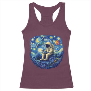 Starry Night Space Bookworm Racerback Tank Top Funny Astronaut Reader Gift TS12 Maroon Print Your Wear