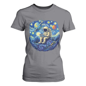 Starry Night Space Bookworm T Shirt For Women Funny Astronaut Reader Gift TS12 Charcoal Print Your Wear