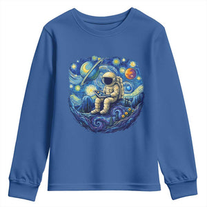 Starry Night Space Bookworm Youth Sweatshirt Funny Astronaut Reader Gift TS12 Royal Blue Print Your Wear