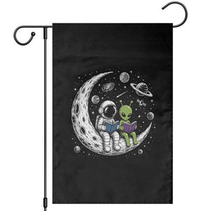 Funny Bookworm In Space Garden Flag Cute Astronaut And Alien Reading TS12 Black Print Your Wear
