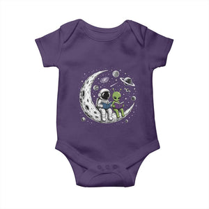 Funny Bookworm In Space Baby Onesie Cute Astronaut And Alien Reading TS12 Purple Print Your Wear