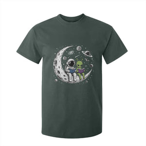 Funny Bookworm In Space T Shirt For Kid Cute Astronaut And Alien Reading TS12 Dark Forest Green Print Your Wear