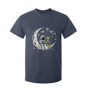 Funny Bookworm In Space T Shirt For Kid Cute Astronaut And Alien Reading TS12 Navy Print Your Wear
