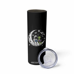 Funny Bookworm In Space Skinny Tumbler Cute Astronaut And Alien Reading TS12 Print Your Wear