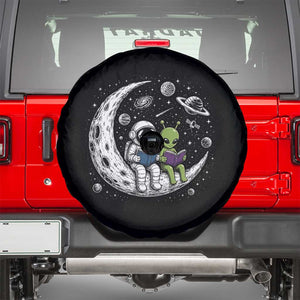 Funny Bookworm In Space Spare Tire Cover Cute Astronaut And Alien Reading TS12 Black Print Your Wear