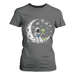 Funny Bookworm In Space T Shirt For Women Cute Astronaut And Alien Reading TS12 Dark Heather Print Your Wear