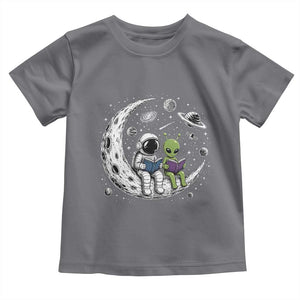 Funny Bookworm In Space Toddler T Shirt Cute Astronaut And Alien Reading TS12 Charcoal Print Your Wear