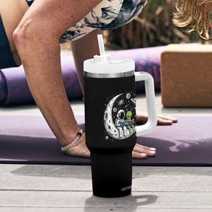 Funny Bookworm In Space Tumbler With Handle Cute Astronaut And Alien Reading TS12 Print Your Wear