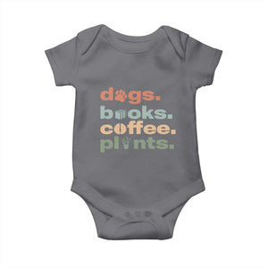 Funny Introvert Life Lover Baby Onesie Dogs Books Coffee And Plants TS12 Charcoal Print Your Wear