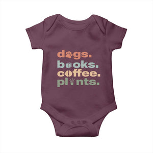 Funny Introvert Life Lover Baby Onesie Dogs Books Coffee And Plants TS12 Maroon Print Your Wear
