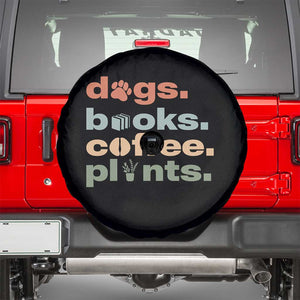 Funny Introvert Life Lover Spare Tire Cover Dogs Books Coffee And Plants TS12 Black Print Your Wear