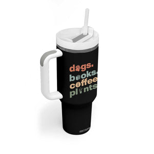 Funny Introvert Life Lover Tumbler With Handle Dogs Books Coffee And Plants TS12 Print Your Wear